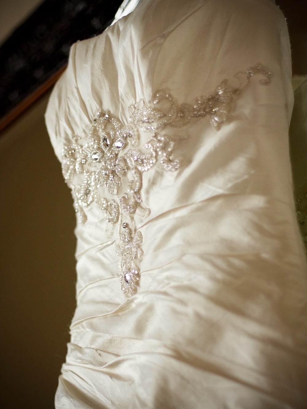 Classic Ivory Wedding Dress with Beaded Embellishment
